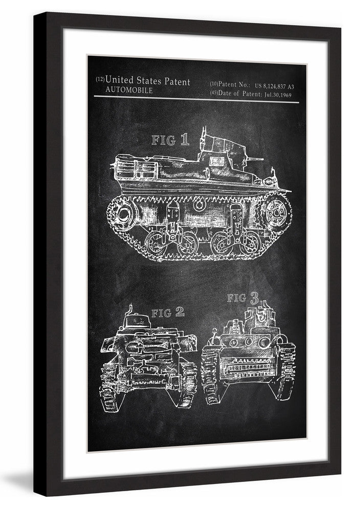 "Military Tank Design" Framed Painting Print, 12"x18"