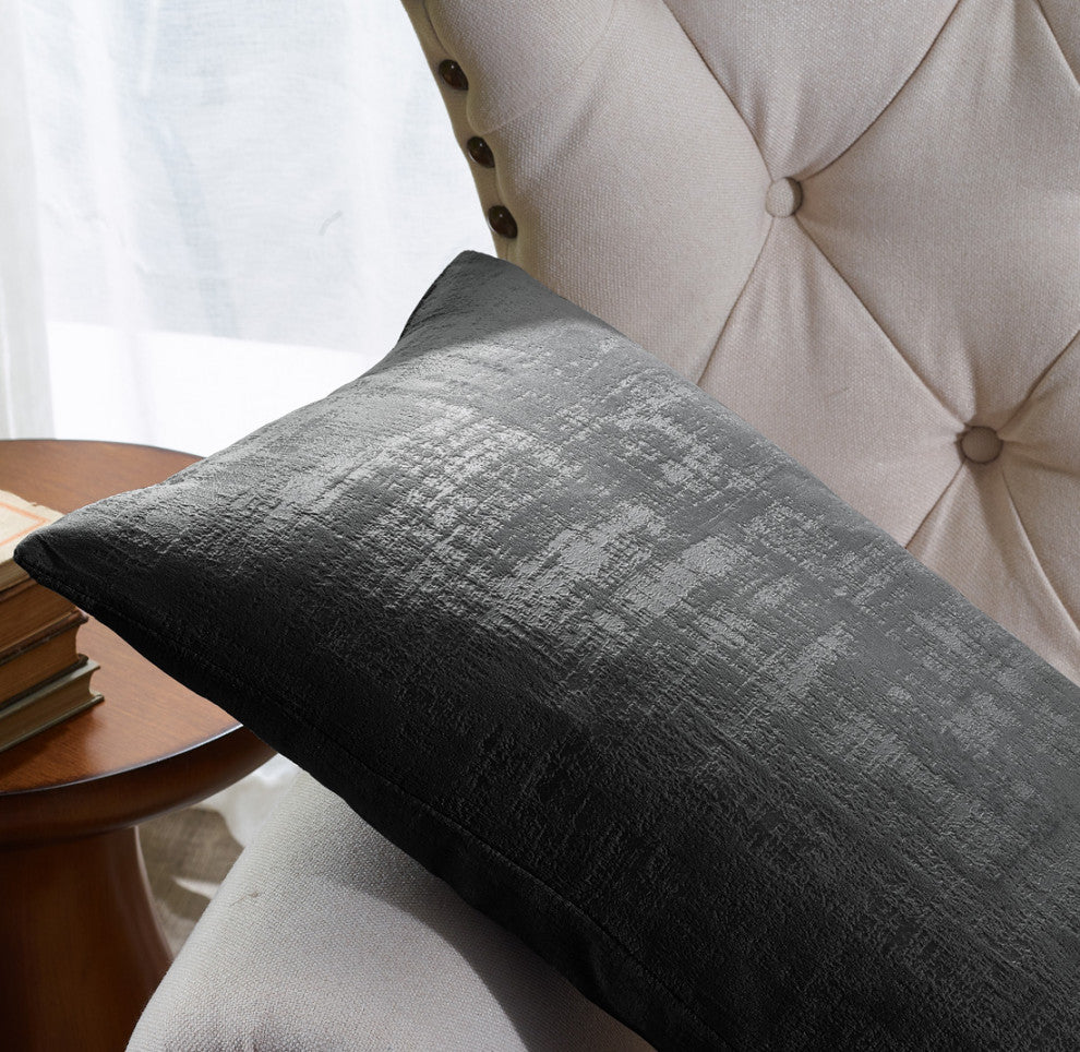 Velvet 2 Piece Lumbar Pillow Cover Set, Peat, 2 Piece, 14"x26"