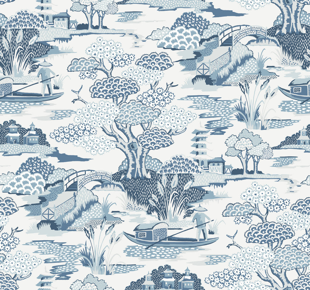 Joy De Vie Blue Toile Wallpaper Bolt