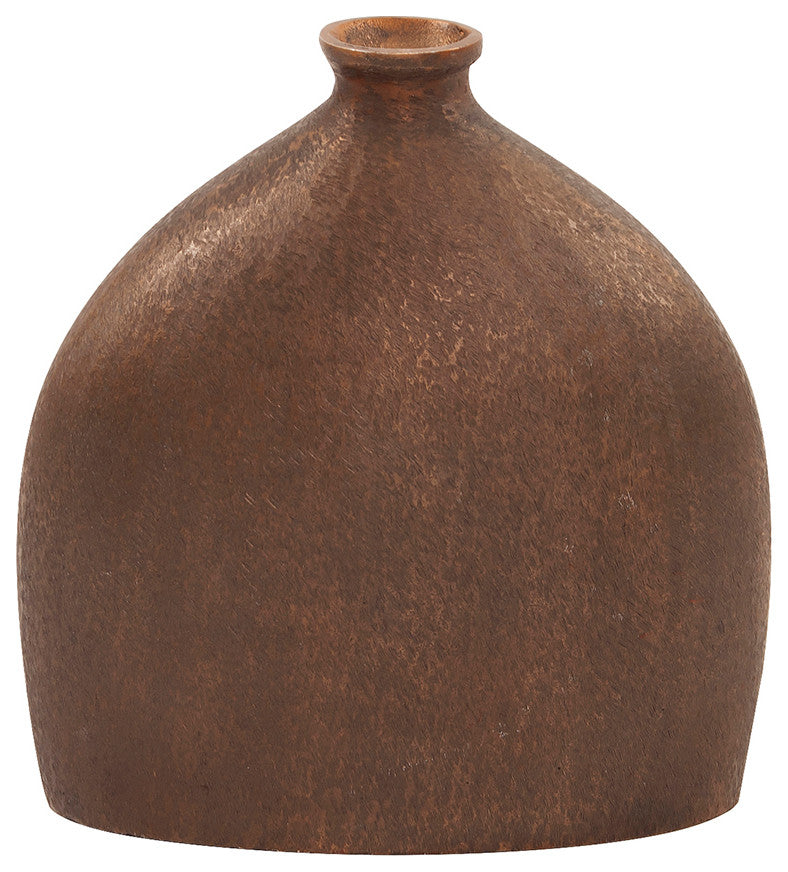 Howard Elliott Textured Flask Vase in Dark Copper