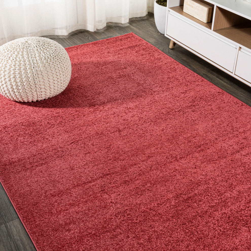 Haze Solid Low-Pile Red 9 ft. x 12 ft. Area Rug