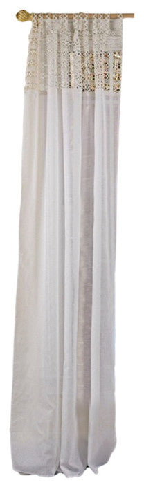 Juliette Crochet Tab Top Sheer Window Panel, White, 52''x108''