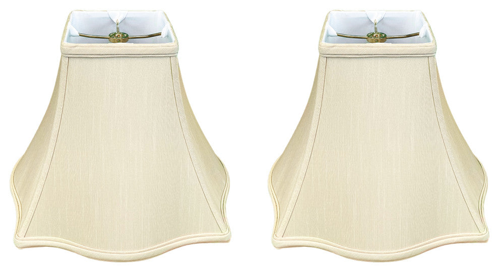 Royal Designs Fancy Square Bell Basic Lamp Shade, Beige, 4x10x8.5, Set of 2
