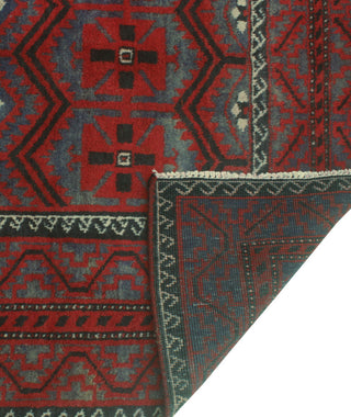 Vintage Distressed Abby Blue/Burgundy Runner, 4'1x9'1