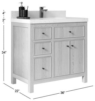 Sonoma Oak 36" Center Sink Bath Vanity With 2" Viola Gold