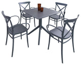 Cross XL Patio Dining Set With 4 Chairs Dark Gray