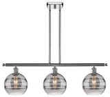 Ballston-Rochester 3-Light 36" Stem Island, 8"D Polished Chrome, Light Smoke