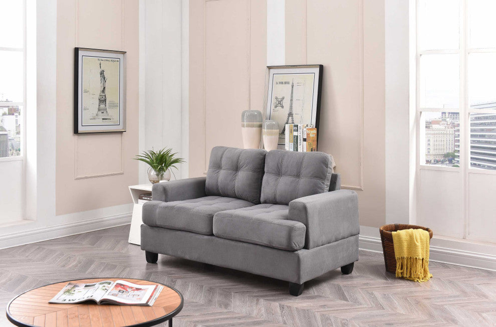 Sandridge 58 in. W Flared Arm Microfiber Straight Sofa, Gray