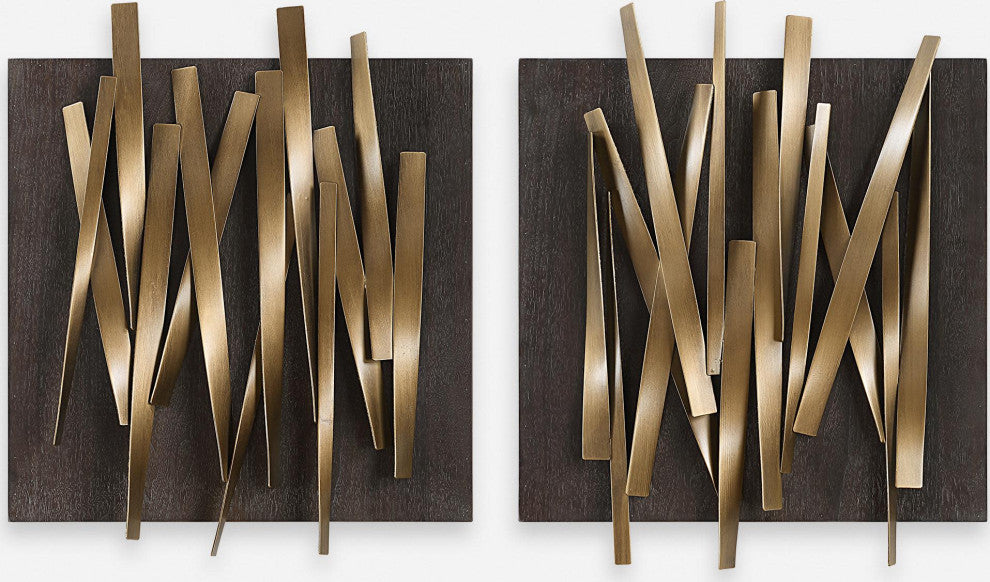 Uttermost 04382 Crosshatch 19-3/4" x 24" Frameless Decorative - Gold