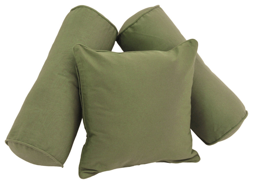 Double-Corded Solid Twill Throw Pillows With Inserts, Set of 3, Sage