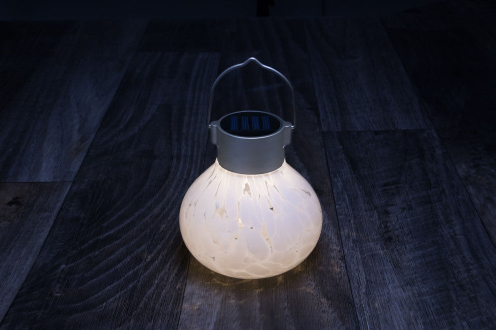 Solar Glass Tea Lantern, White