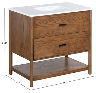 Safavieh Couture Jaylessa Vanity, Medium Oak/White, 36In