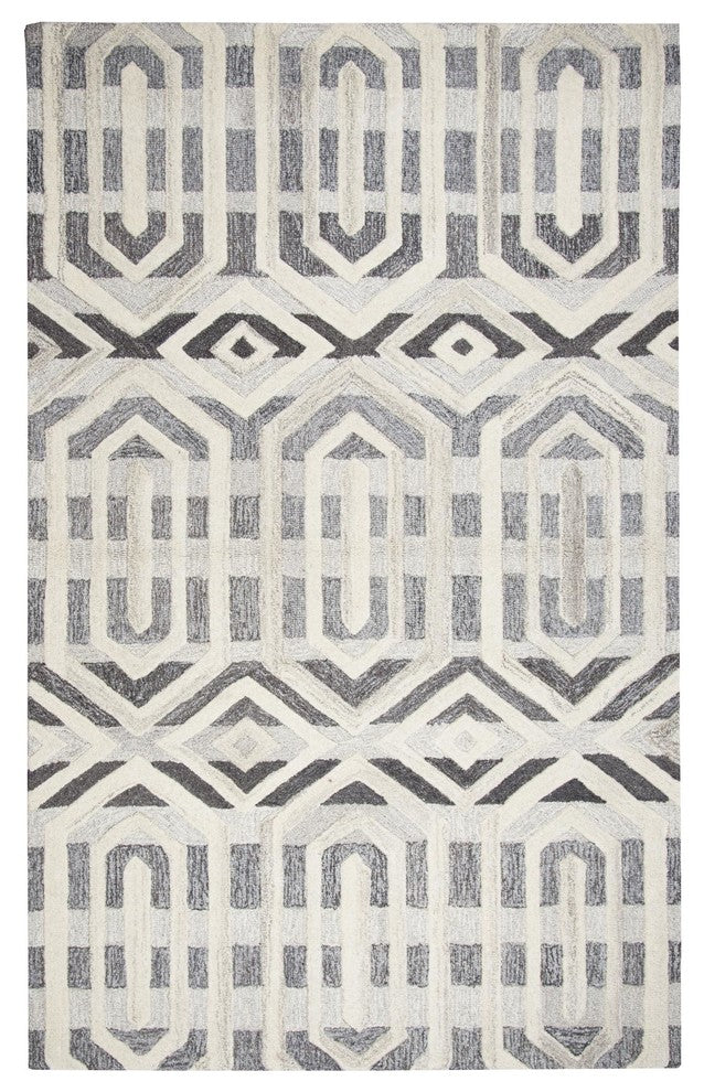 Rizzy Home Suffolk SK336A Gray Geometric Area Rug, Rectangular 8'x10'