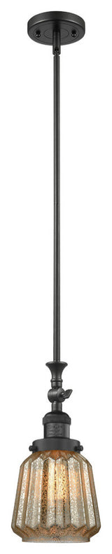 Chatham 1-Light LED Mini Pendant, Matte Black, Glass: Mercury Plated