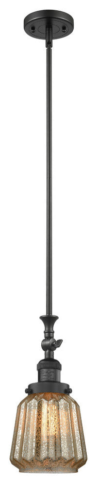 Chatham 1-Light LED Mini Pendant, Matte Black, Glass: Mercury Plated