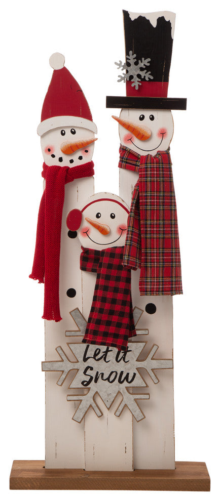 35.43"H Wooden Snowman Family Porch Decor