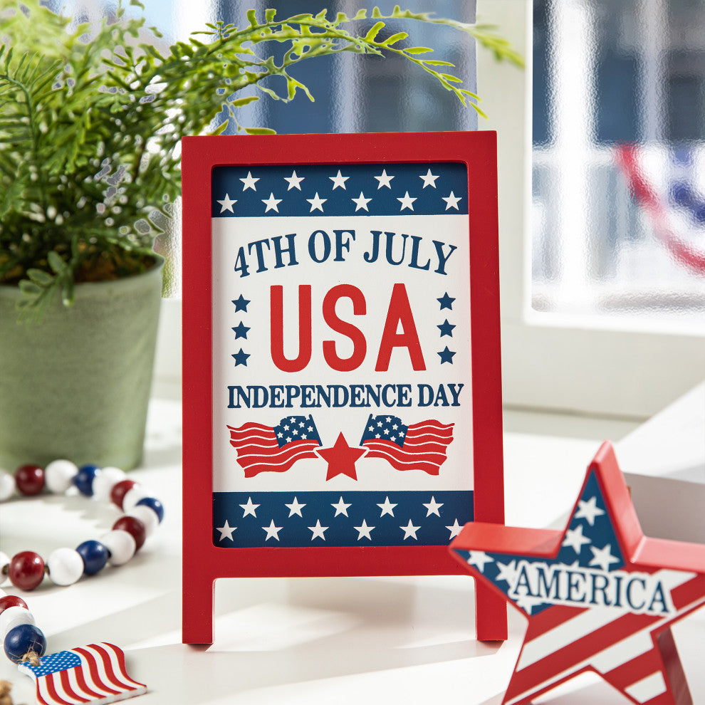 Patriotic Wooden Block Table Sign, 3-Piece Set