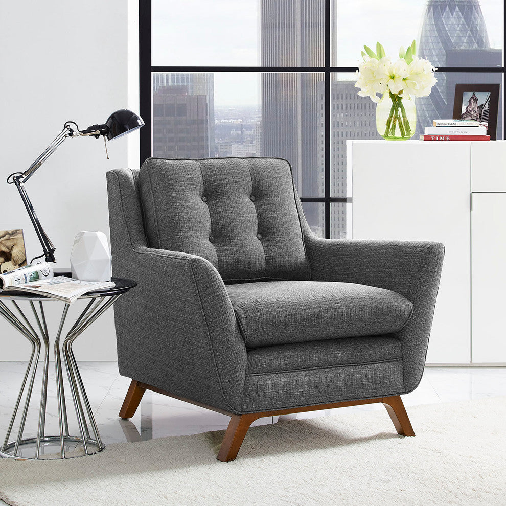 Modway Beguile Upholstered Fabric Armchair, Gray