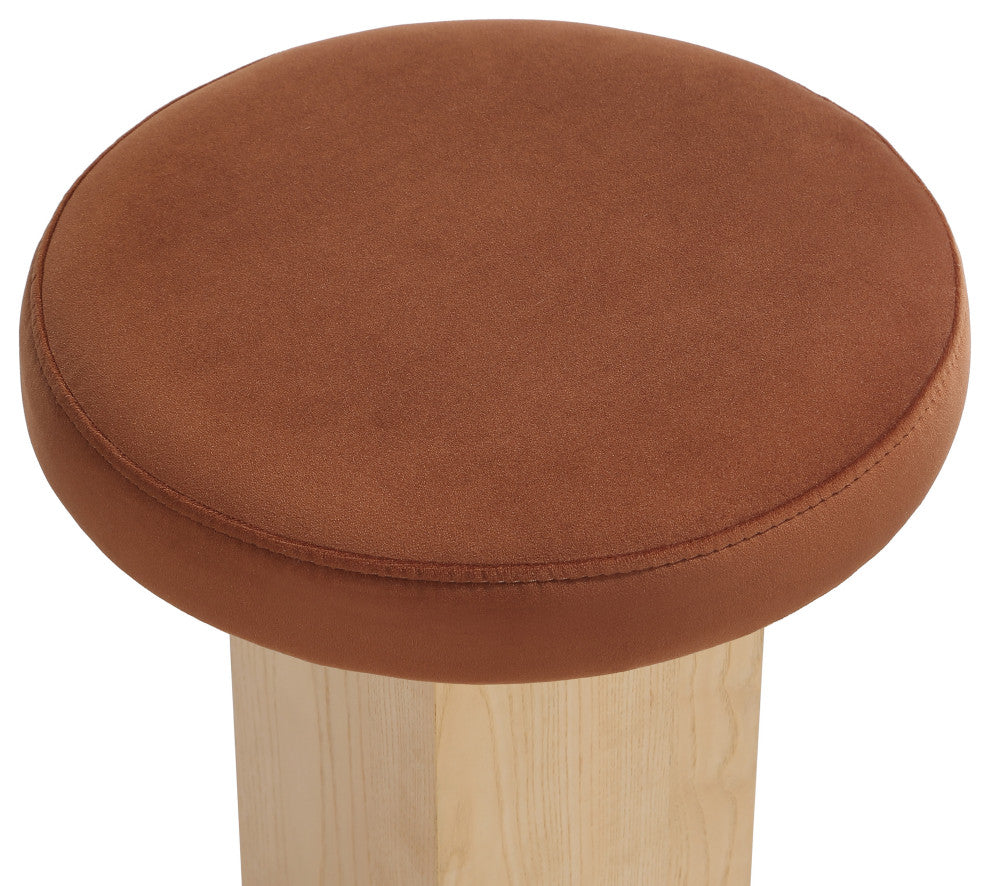 Wyatt Velvet Upholstered Stool, Cognac
