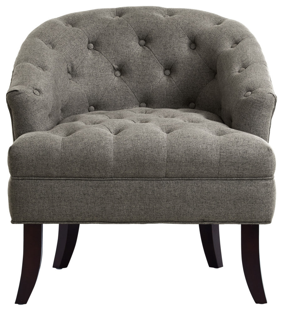 Rocco Linen Barrel Diamond Tufted Accent Chair, Charcoal