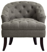 Rocco Linen Barrel Diamond Tufted Accent Chair, Charcoal