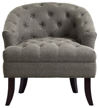 Rocco Linen Barrel Diamond Tufted Accent Chair, Charcoal