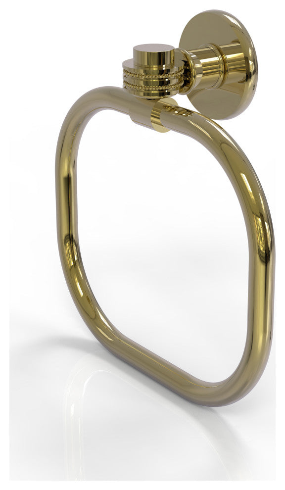 Continental Towel Ring With Dotted Accents, Unlacquered Brass
