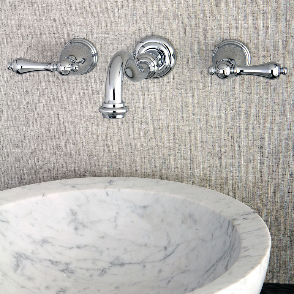 Kingston Brass 2-Handle Wall Mount Bathroom Faucet, Polished Chrome