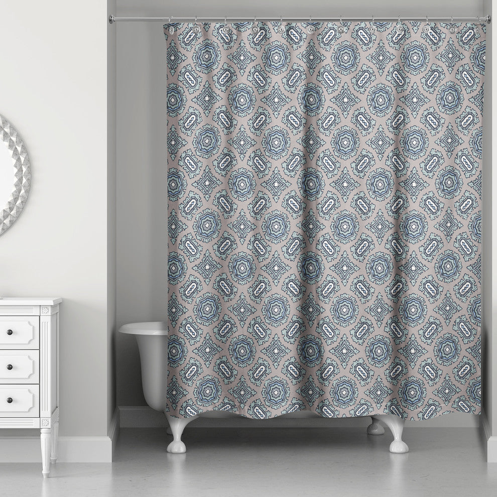 Mandala Pattern in Blue Shower Curtain