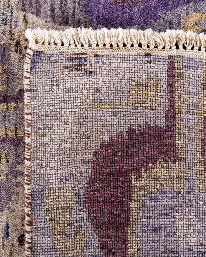 Ikat, One-of-a-Kind Handmade Area Rug - Purple, 9' 0" x 12' 3"