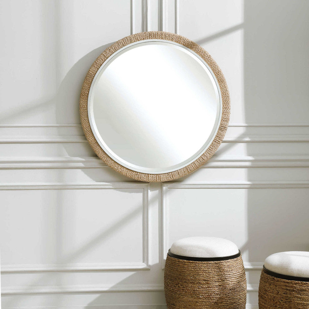 Uttermost 09668-MRR 40" Diameter Circular Bathroom Mirror - Natural / White
