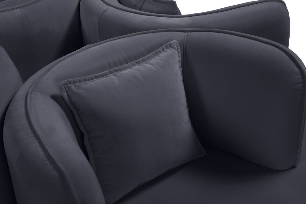 Circlet Velvet Upholstered Roundabout Sofa, Gray