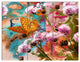 Yellow Butterfly on Thistle Flowers, Floral Art Canvas Print, 36x28, 3 Panels