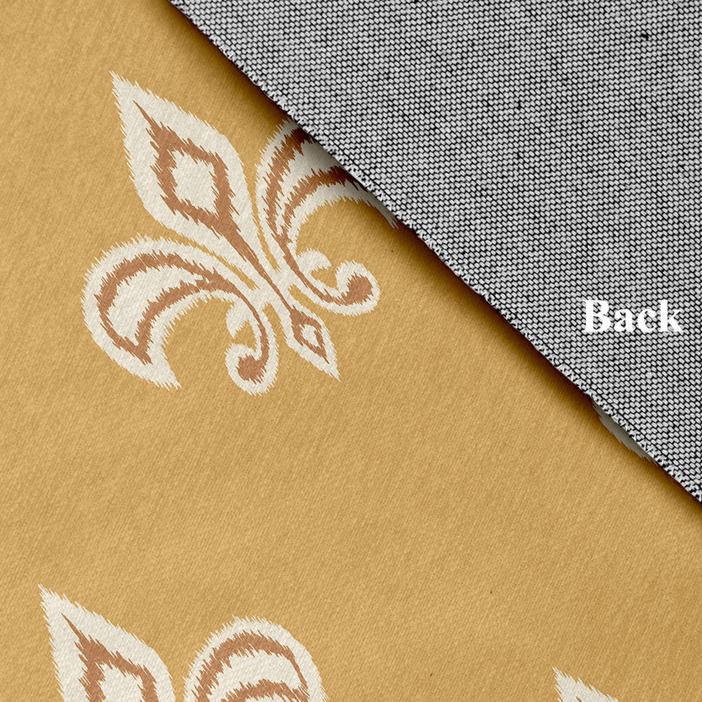 Fleur de Lis  Design Chenille Area Rug, Yellow, 5'x7'