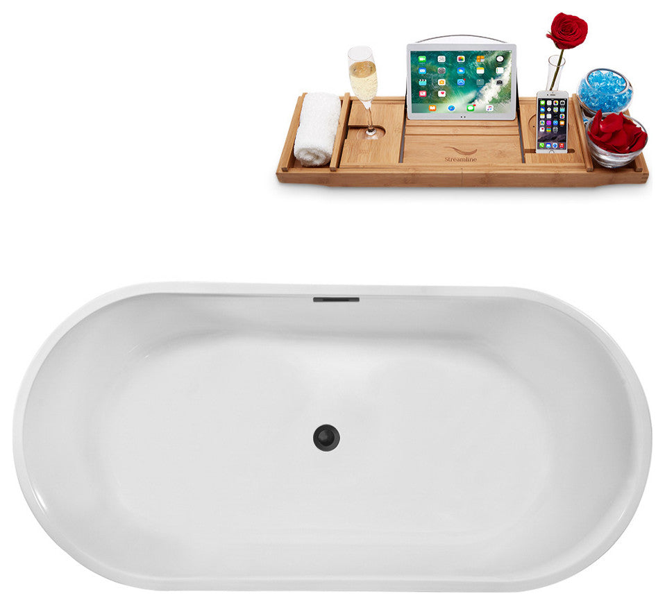 62" Streamline N2180BGM Freestanding Tub and Tray With Internal Drain