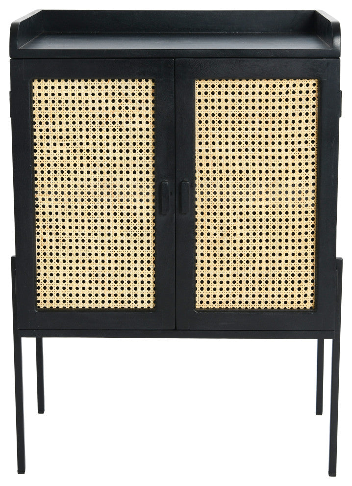 Metal & Mango Wood Cabinet, Black