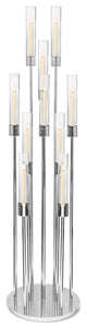 Large Metal Floor Standing Multi-Stem Candle Holder Display, Silver, 10 Stems