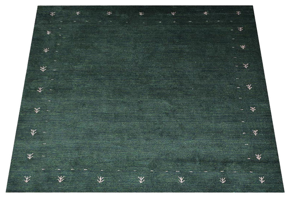 HAND KNOTTED LOOM SILK ECO-FRIENDLY AREA RUGS -8'x8',Square,Green,Contemporary