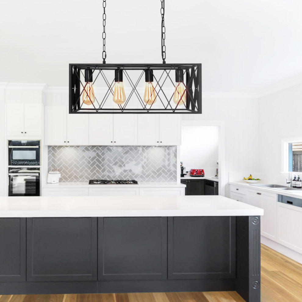 Modern 4-Light Rectangular Chandelier