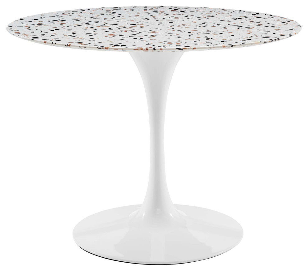 40" Dining Table, Round, White, Wood, Metal, Modern, Bistro Hospitality