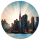 Manhattan Skyline At Bright Sunset, Cityscape Disc Metal Artwork, 11"