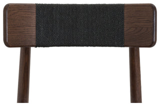 Converse Leather Solid Oak Dining Chair, Mud Brown