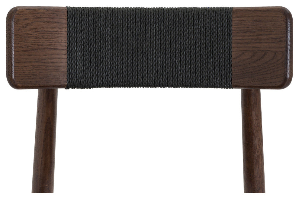 Converse Leather Solid Oak Dining Chair, Mud Brown