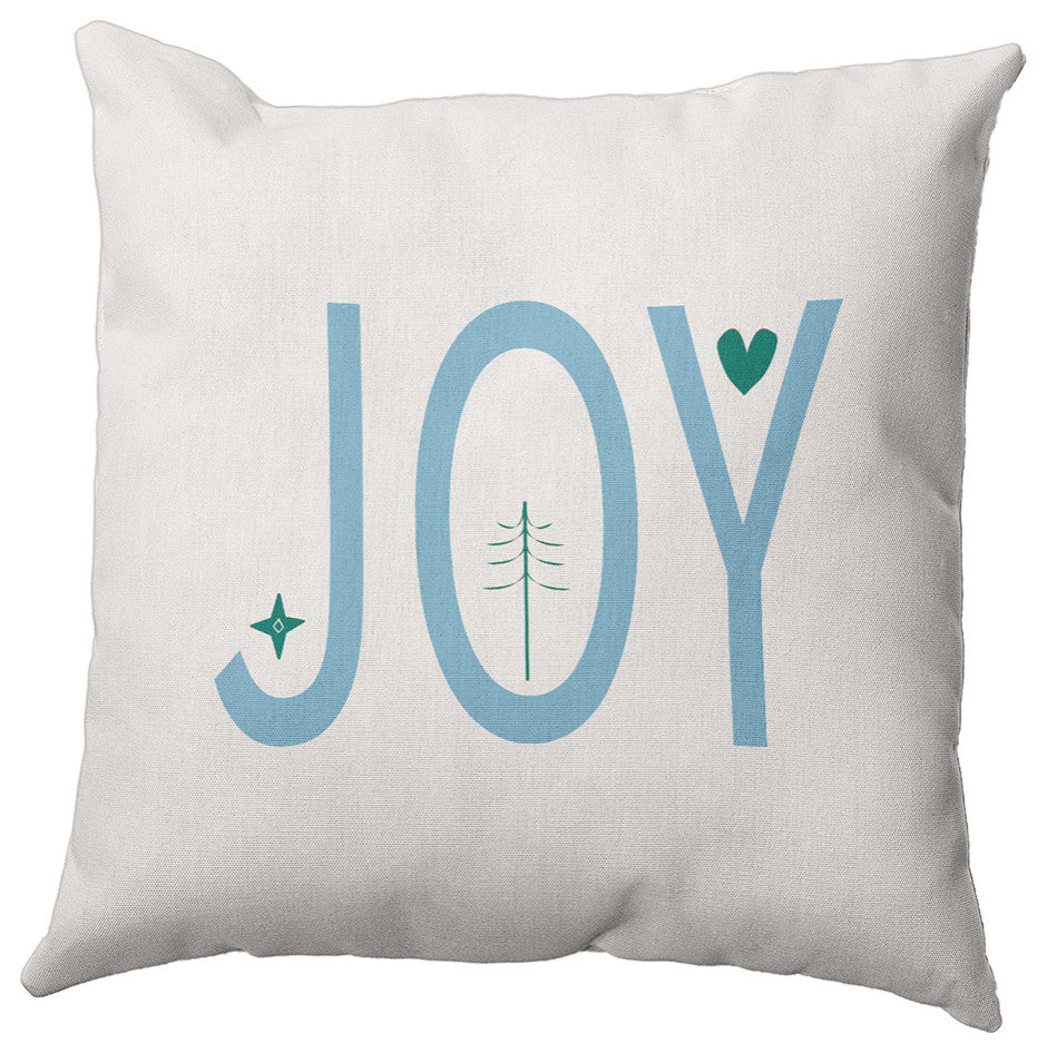 Ice Colored Joy Filled Season Christmas Polyester Throw Pillow, 26"x26"