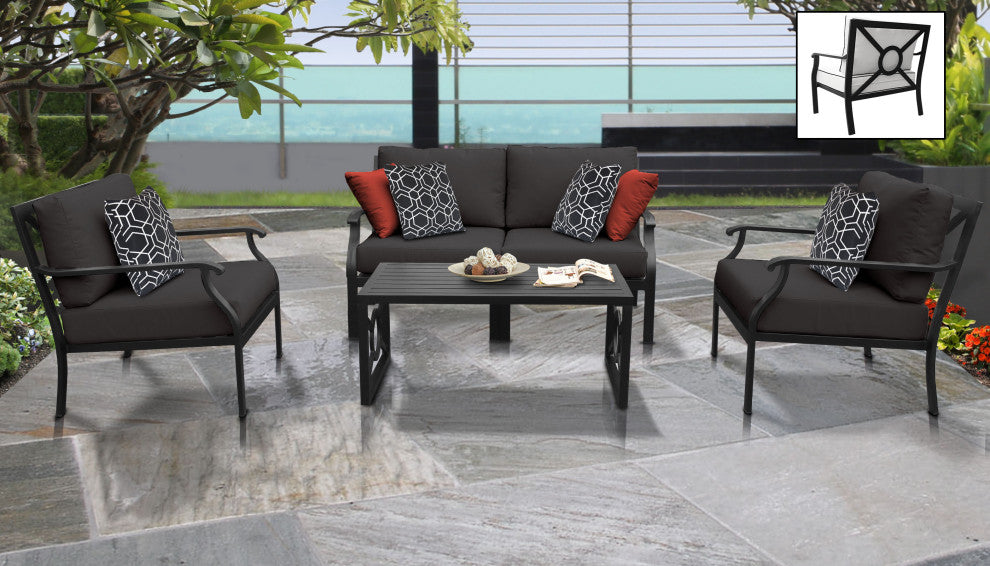 kathy ireland Madison Ave. 5 Piece Aluminum Patio Furniture Set 05c, Onyx