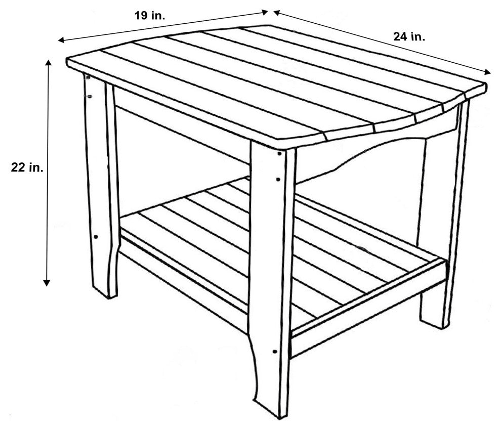 Shine Co. Cedar Wood Hydro-Tex Adirondack Square Corner Table Black 4113BK