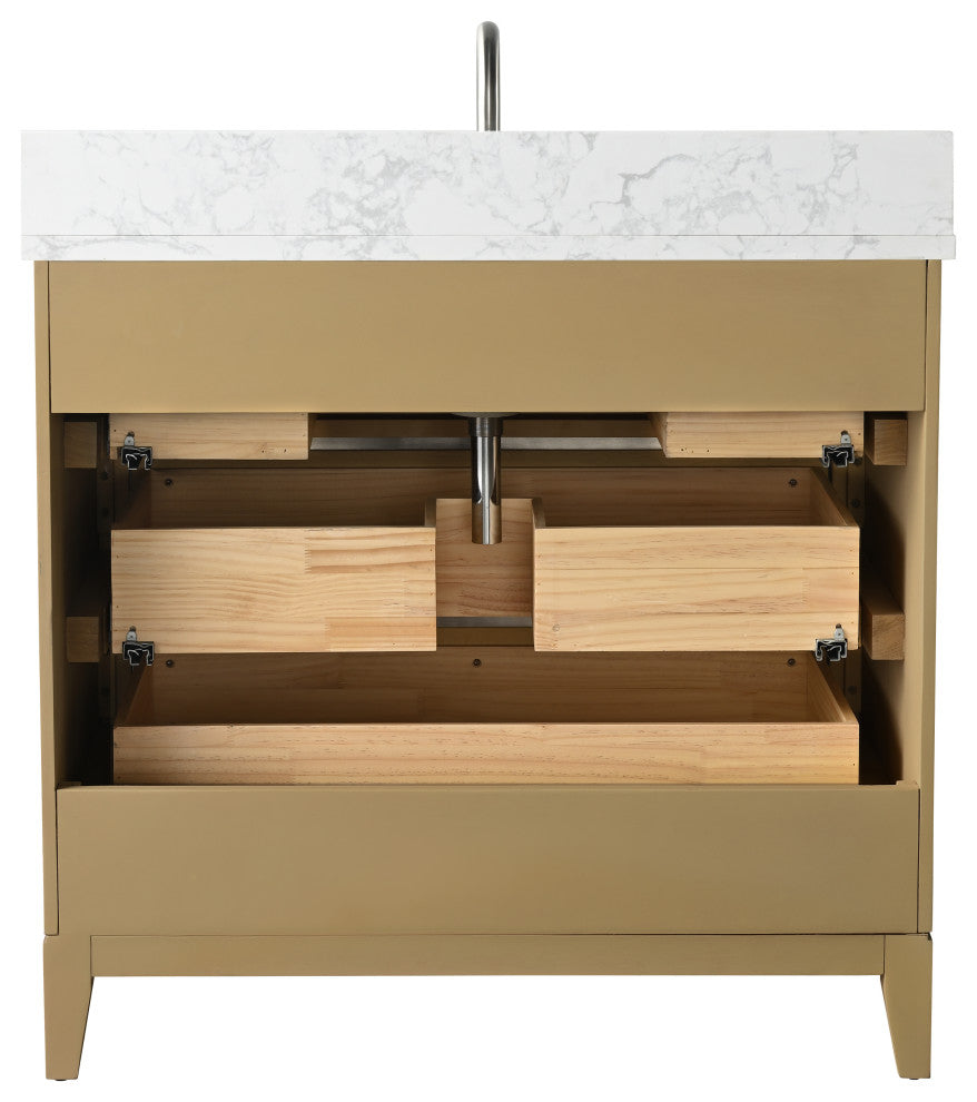 Vanity Art Bathroom Vanity With Sink, Natural Oak, 36" Single