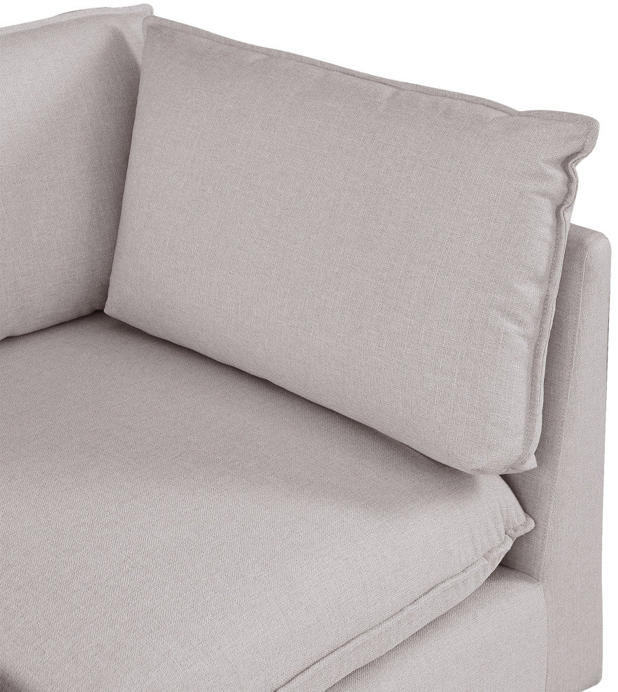 Mackenzie Linen Textured Fabric Upholstered Corner Chair, Beige