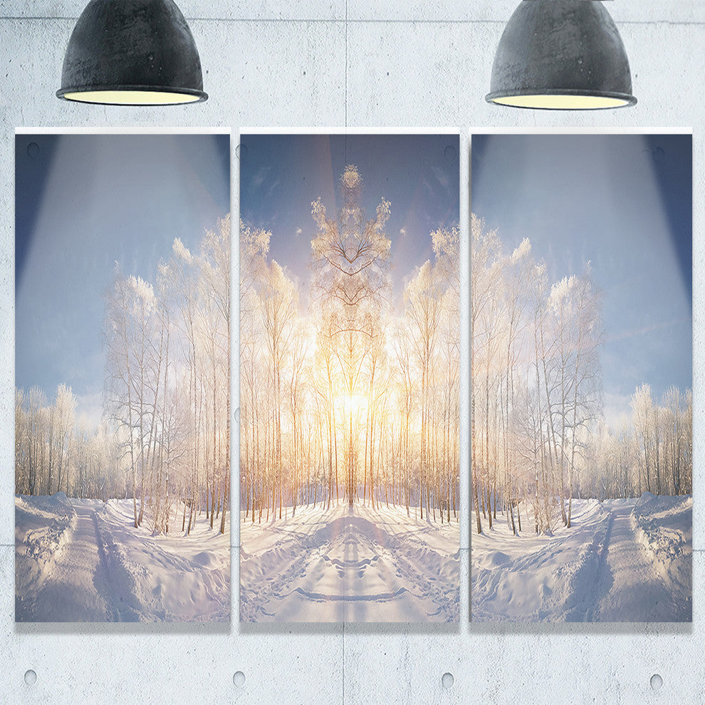 "Horizontally Flipped Winter Land" Metal Wall Art, 3 Panels, 36"x28"