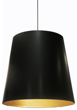 Oversized Drum Tapered Drum Pendant with Black on Gold Shade, L